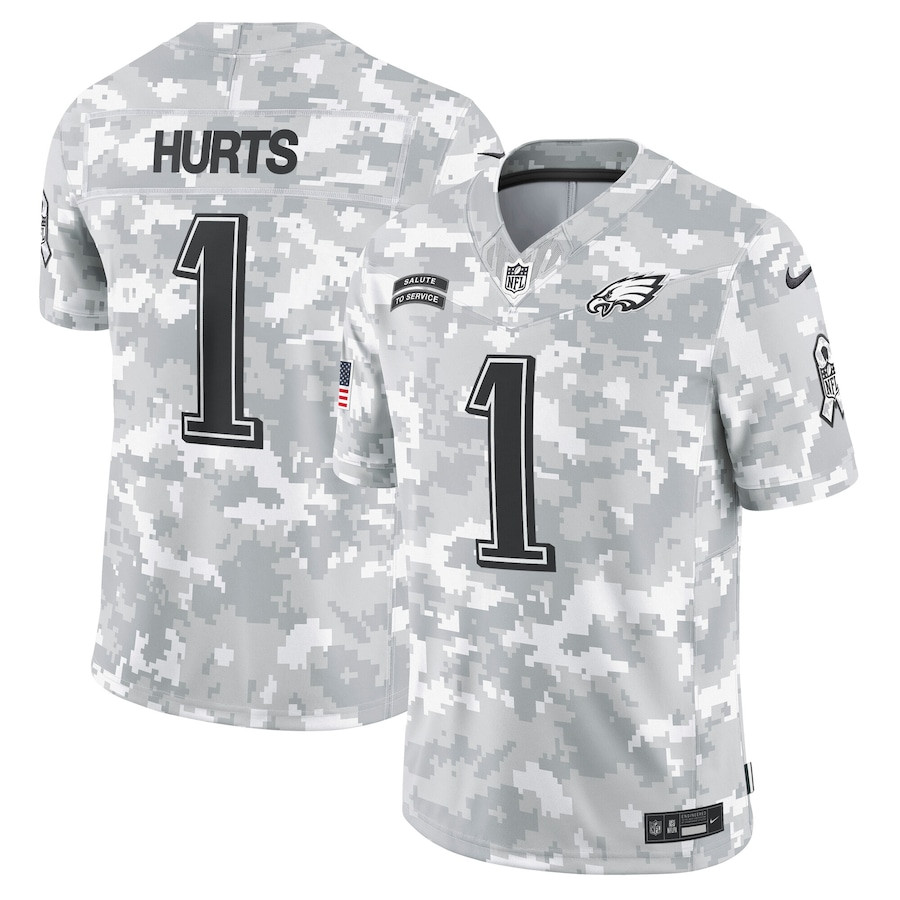 Jalen Hurts 1 Philadelphia Eagles 2024 Salute To Service Limited Men Jersey - Arctic Camo Js8596