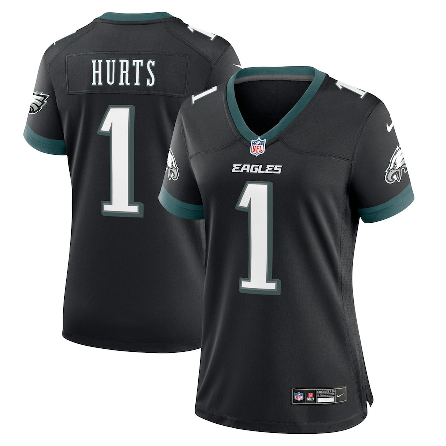 Jalen Hurts 1 Philadelphia Eagles Alternate Game Women Jersey - Black Js8558