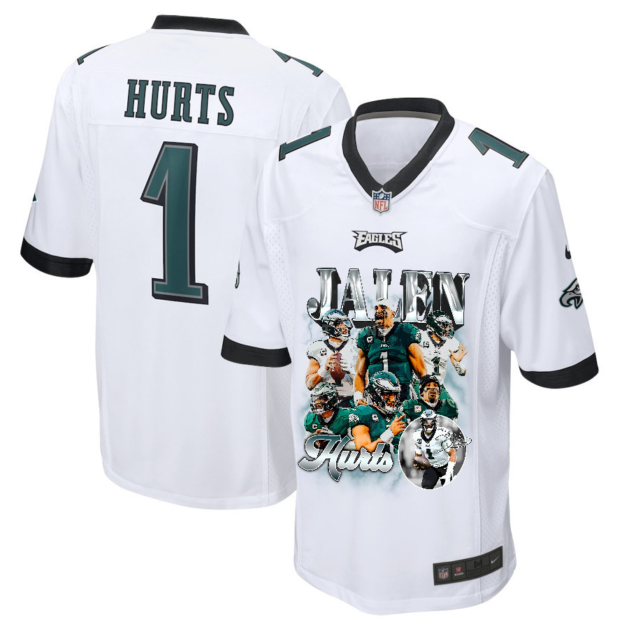 Jalen Hurts 1 Philadelphia Eagles Go Directly To Jalen Game Men Jersey - White Js1911