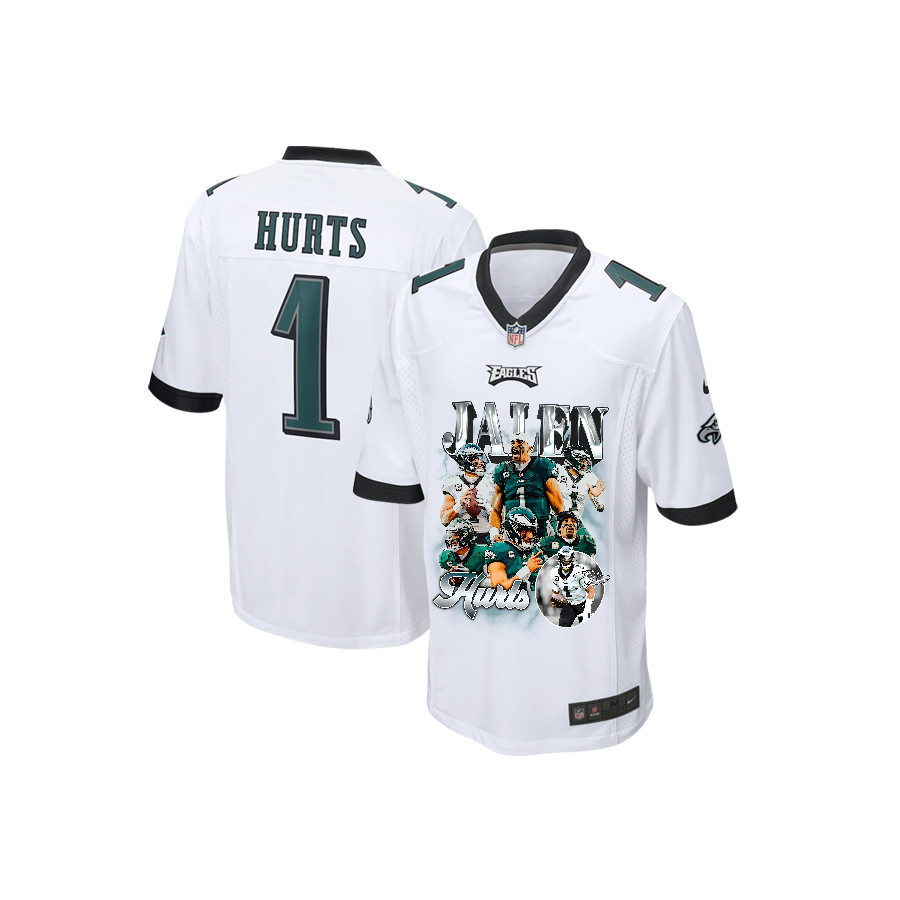Jalen Hurts 1 Philadelphia Eagles Go Directly To Jalen Game Youth Jersey - White Js9262