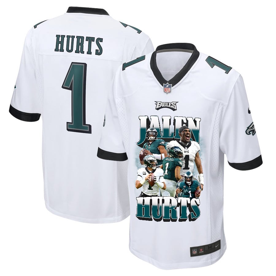 Jalen Hurts 1 Philadelphia Eagles Legacy Men Game Jersey - White Js6413