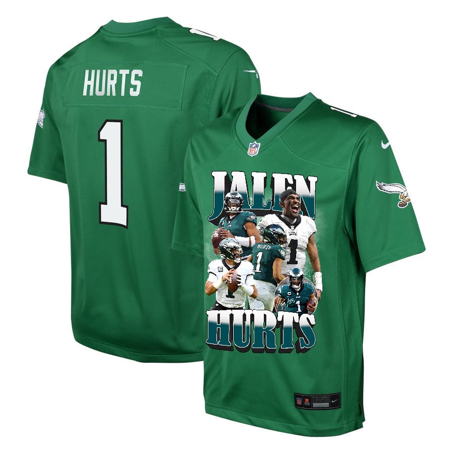 Jalen Hurts 1 Philadelphia Eagles Legacy Youth Jersey - Kelly Green Js4415