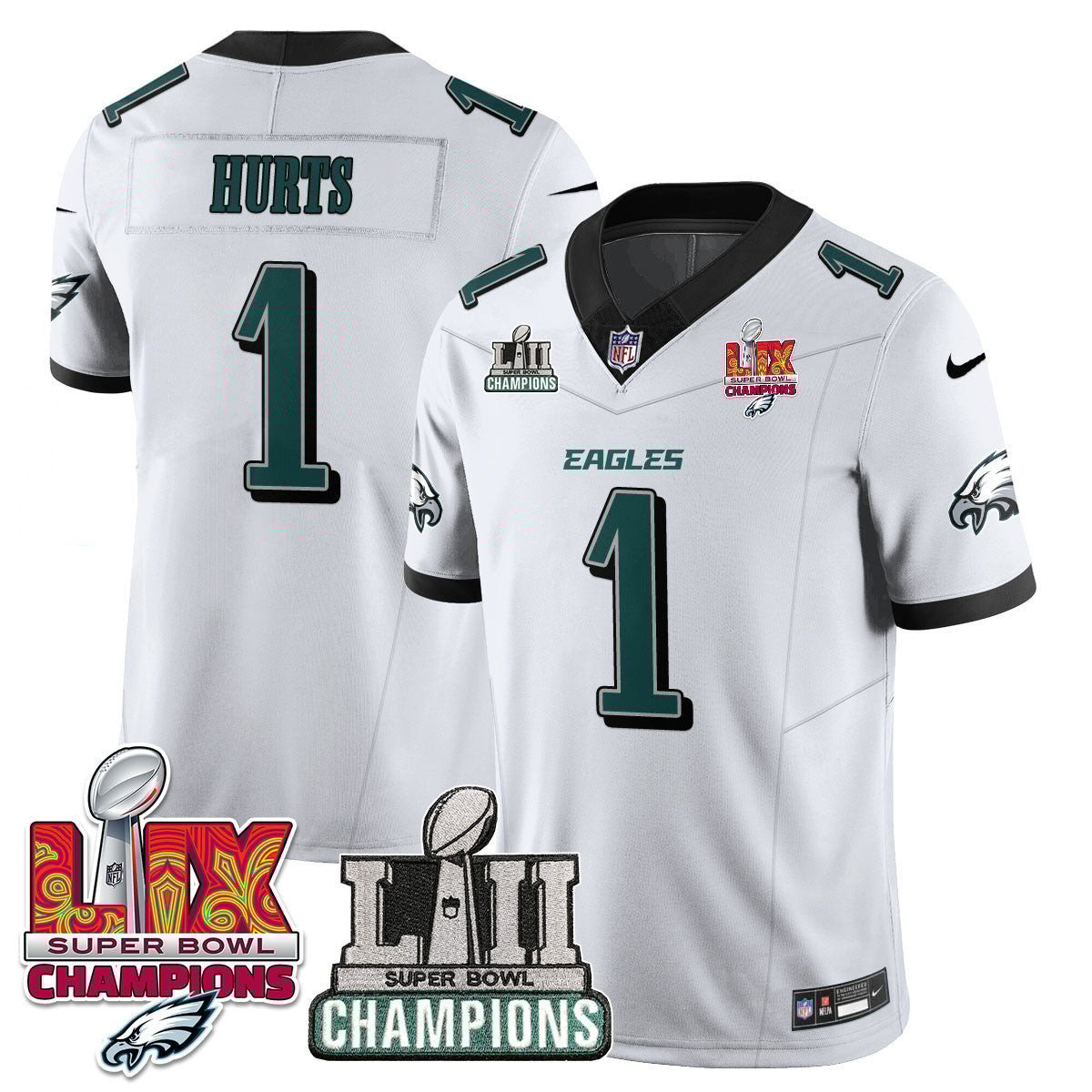 Jalen Hurts 1 Philadelphia Eagles Lii-lix Super Bowl Champions Vapor Limited Jersey - White Js5918
