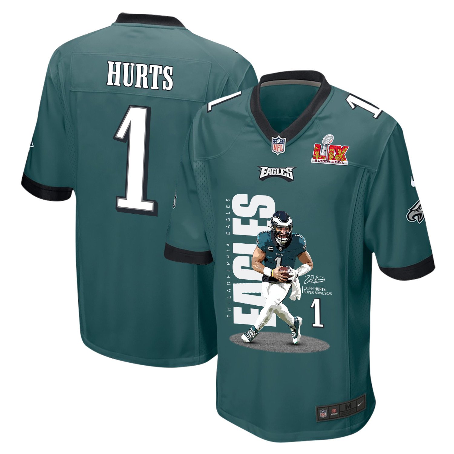 Jalen Hurts 1 Philadelphia Eagles 'no Hurts, No Glory' Game Men Jersey - Midnight Green Js8597