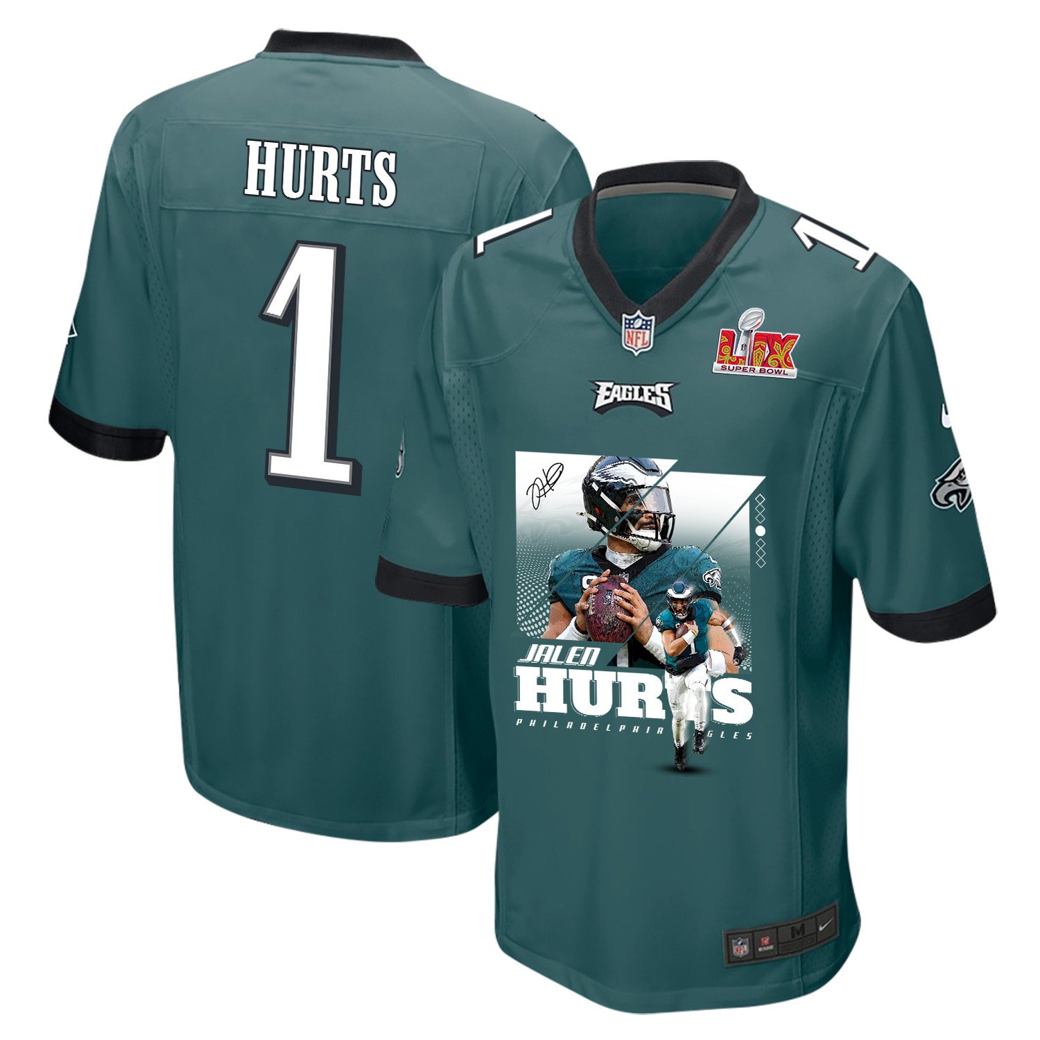 Jalen Hurts 1 Philadelphia Eagles 'so Good It Hurts' Game Men Jersey - Midnight Green Js1187