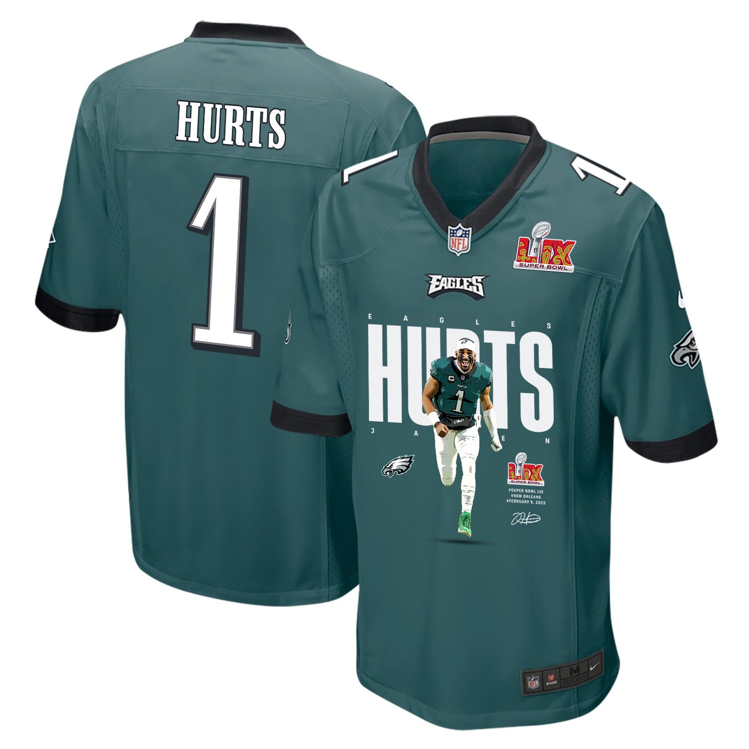 Jalen Hurts 1 Philadelphia Eagles 'the Hurts Locker' Game Men Jersey - Midnight Green Js5486