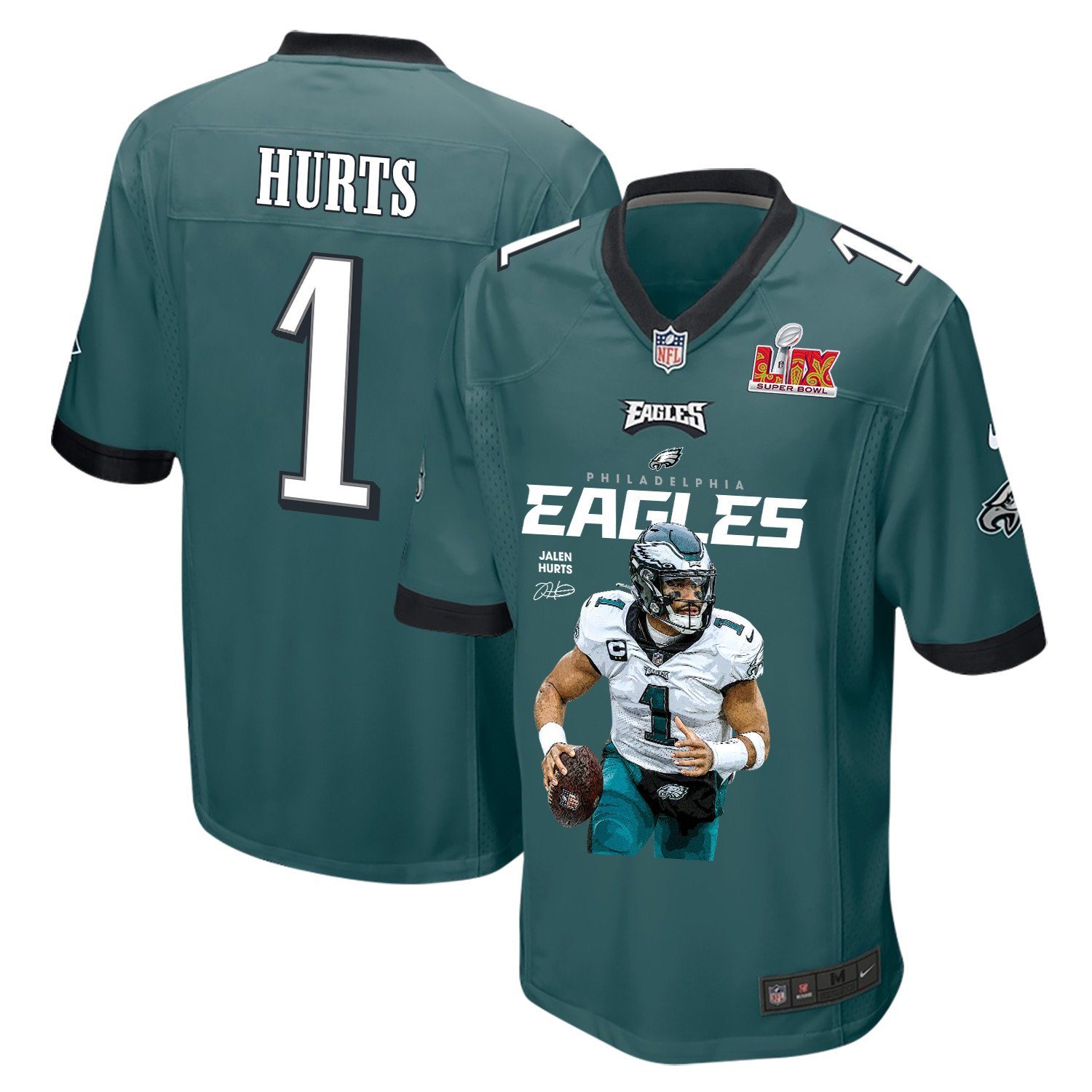 Jalen Hurts 1 Philadelphia Eagles 'the Hurtsbreakers' Game Men Jersey - Midnight Green Js8716