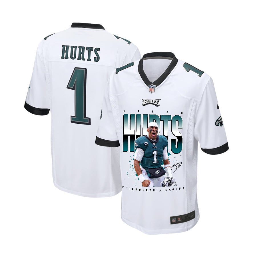 Jalen Hurts 1 Philadelphia Eagles Victory Game Youth Jersey - White Js7857