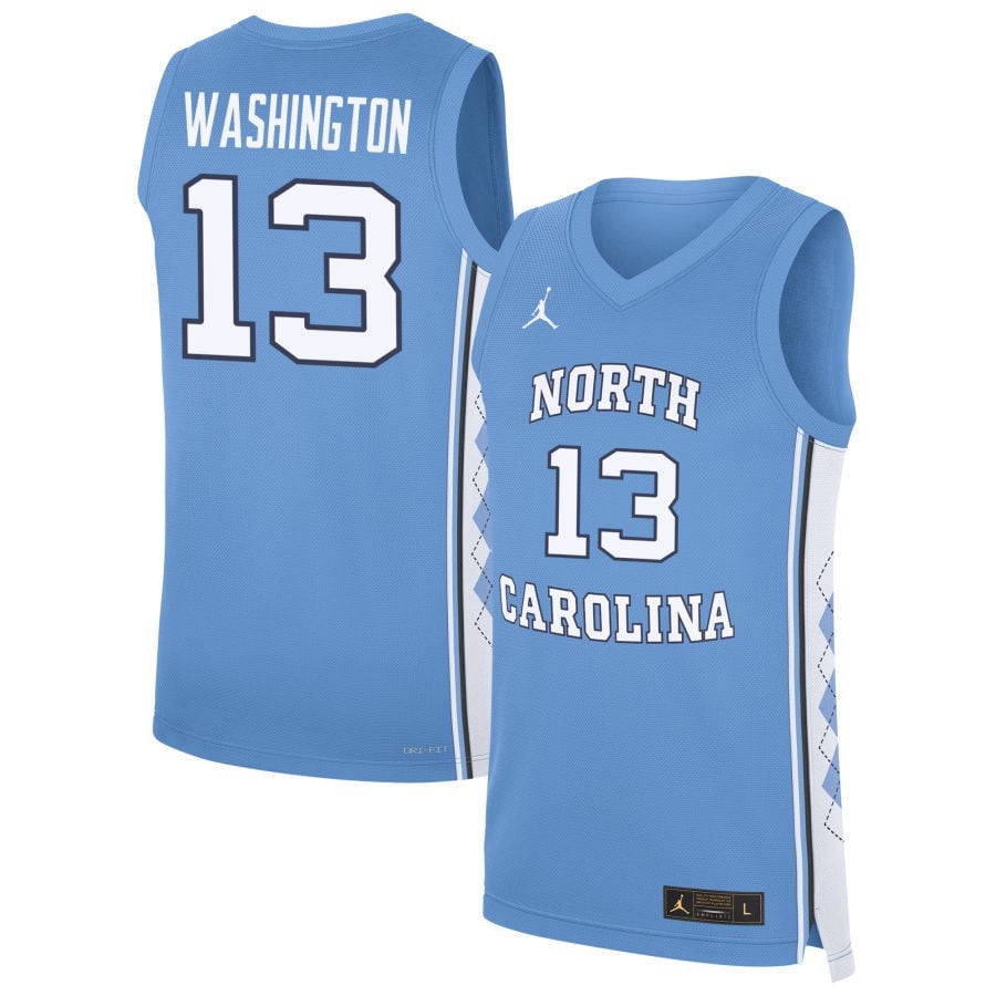 Jalen Washington 13 North Carolina Tar Heels Basketball Men Jersey - Carolina Blue