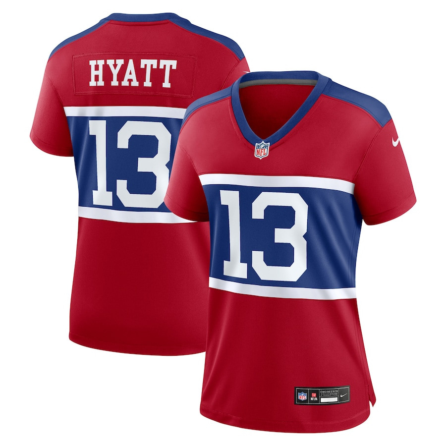 Jalin Hyatt 13 New York Giants Women's Alternate Player Game Jersey - Century Red Js8333