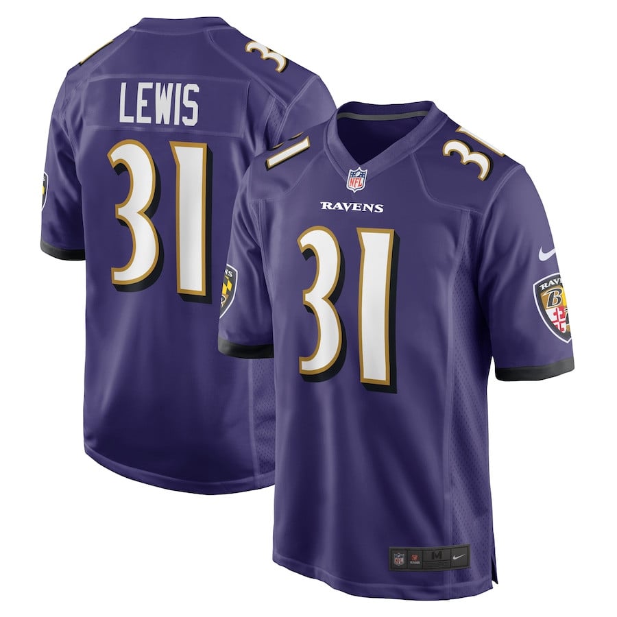 Jamal Lewis 31 Baltimore Ravens Men Retired Game Jersey - Purple Js8961