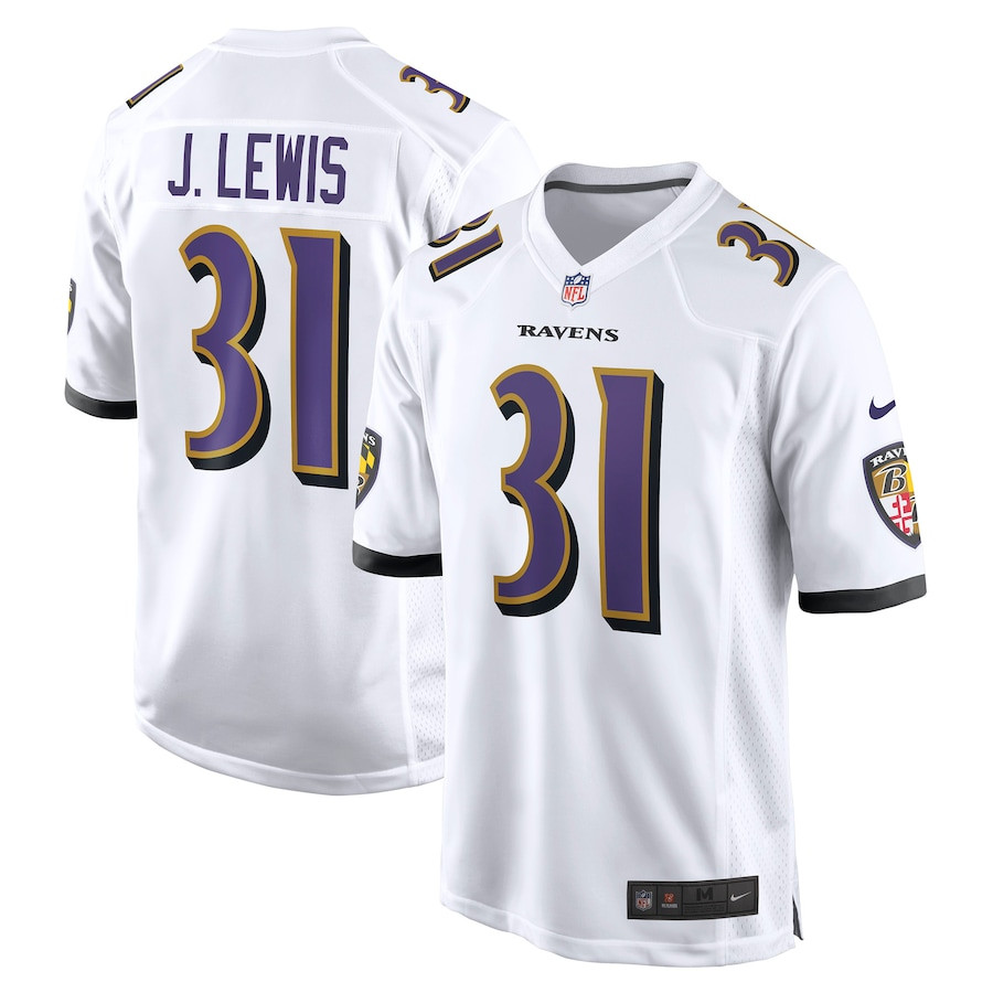 Jamal Lewis 31 Baltimore Ravens Men Retired Game Jersey - White Js3881