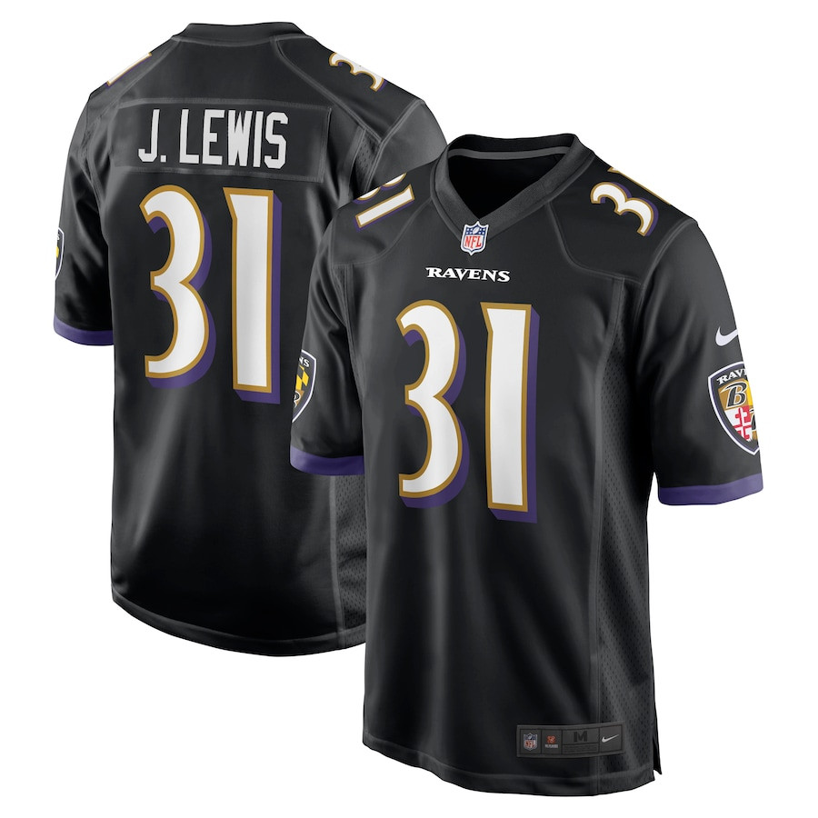 Jamal Lewis 31 Baltimore Ravens Retired Player Men Jersey - Black Js8337