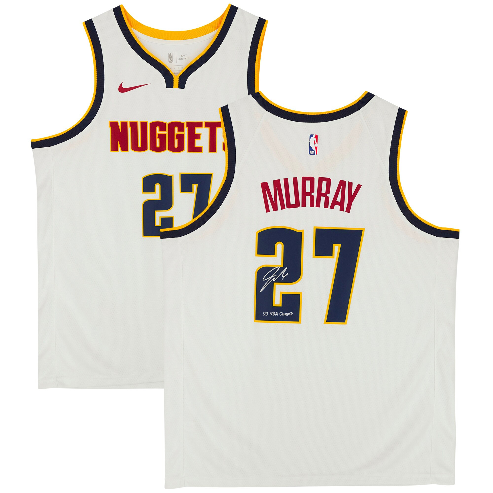 Jamal Murray 27 Denver Nuggets 2023 Nba Finals Champions With "23 Nba Champ" - White Jersey