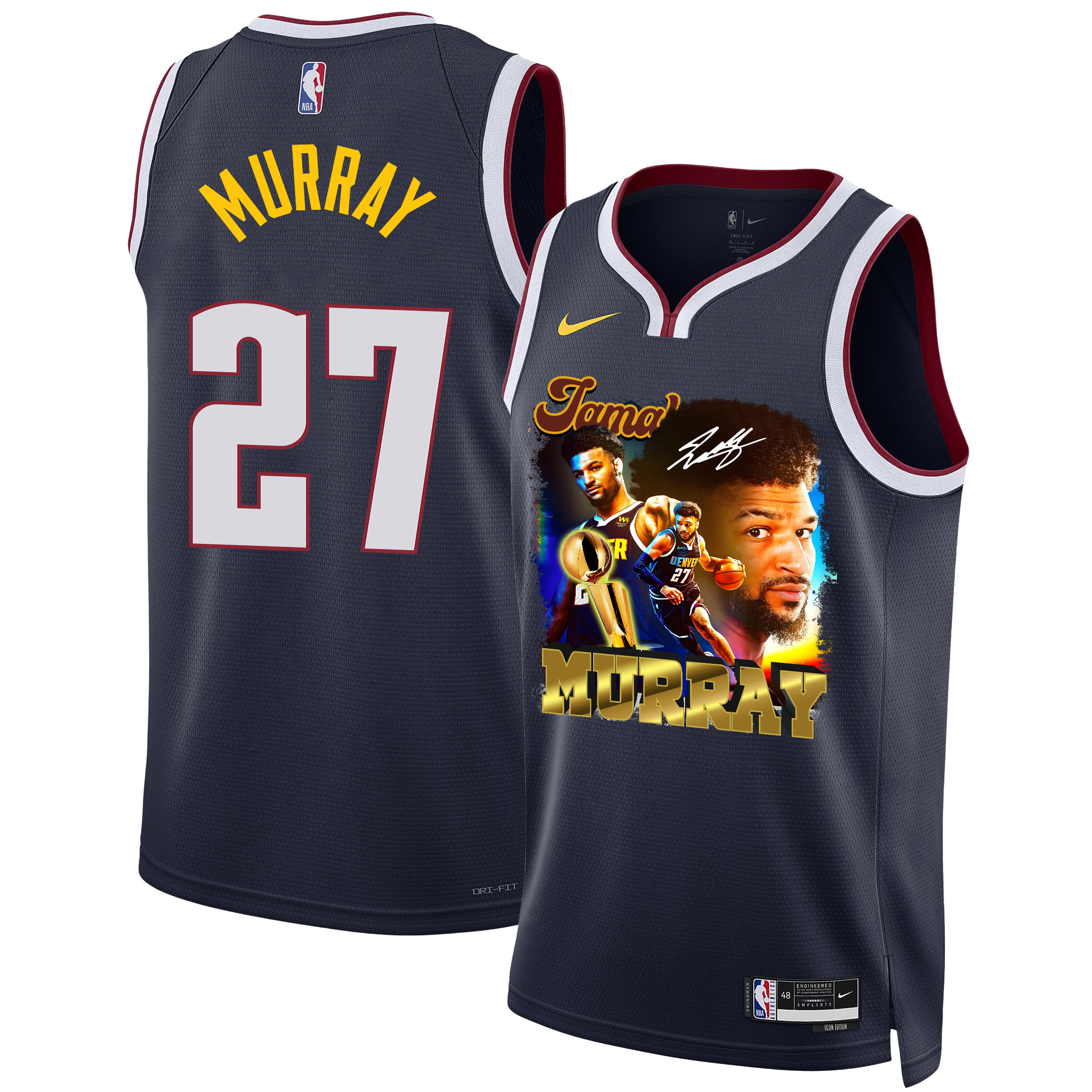 Jamal Murray 27 Denver Nuggets Exciting Guard 2023 Nba Champions Swingman Jersey - Black