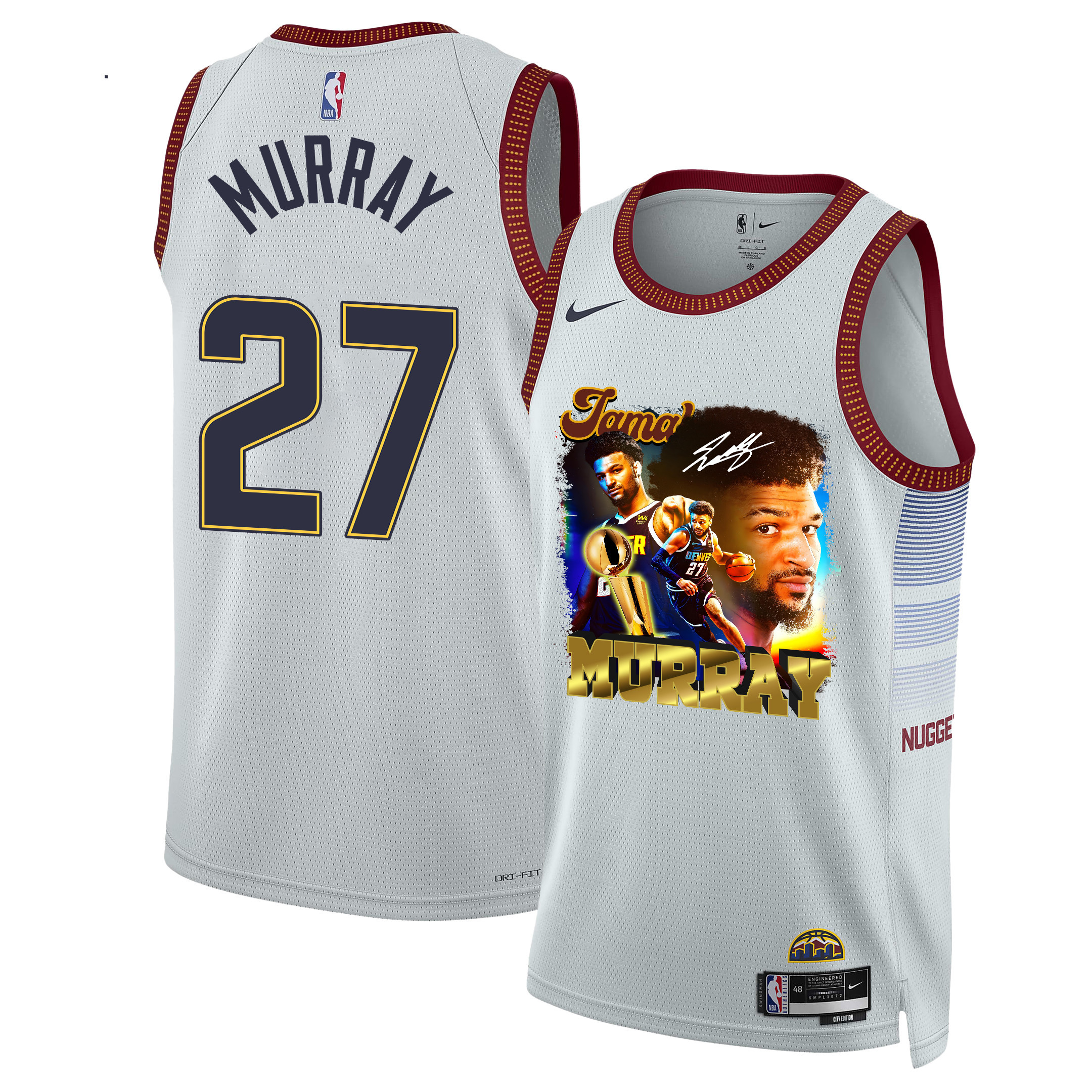 Jamal Murray 27 Denver Nuggets Exciting Guard 2023 Nba Champions Swingman Jersey - White
