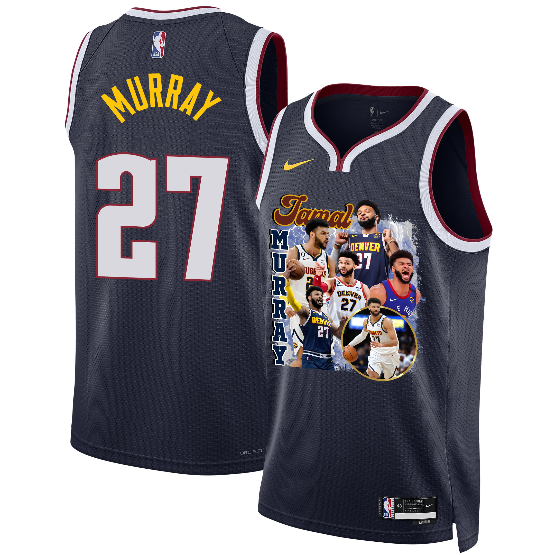 Jamal Murray 27 Denver Nuggets Playmaking Maestro 2023 Nba Champions Swingman Jersey - Black