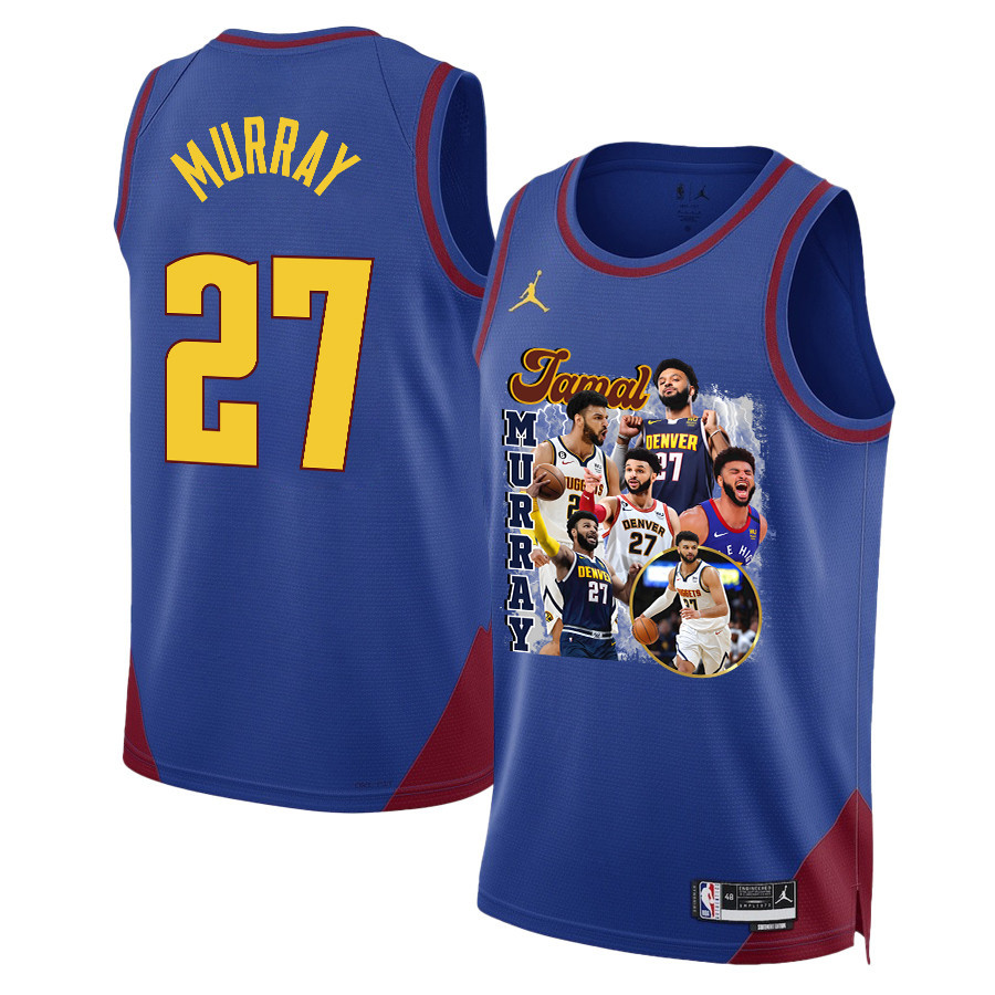 Jamal Murray 27 Denver Nuggets Playmaking Maestro 2023 Nba Champions Swingman Jersey - Blue