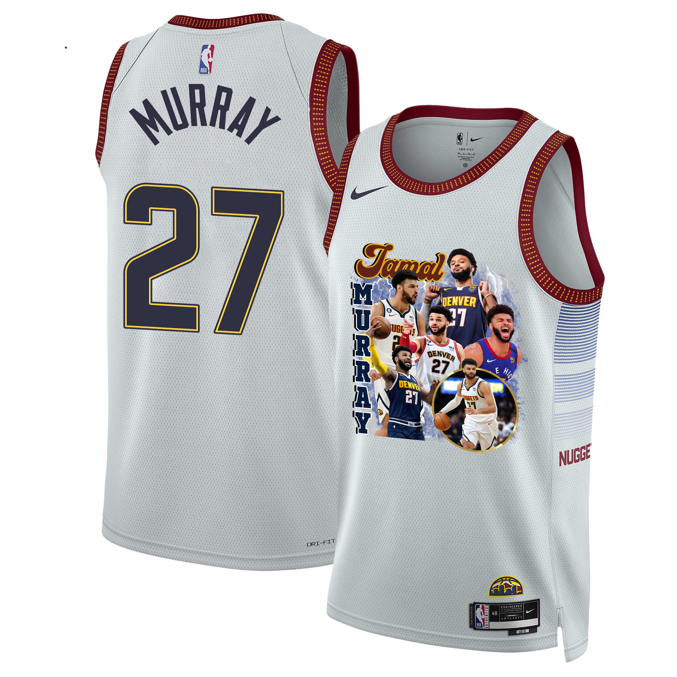 Jamal Murray 27 Denver Nuggets Playmaking Maestro 2023 Nba Champions Swingman Jersey - White