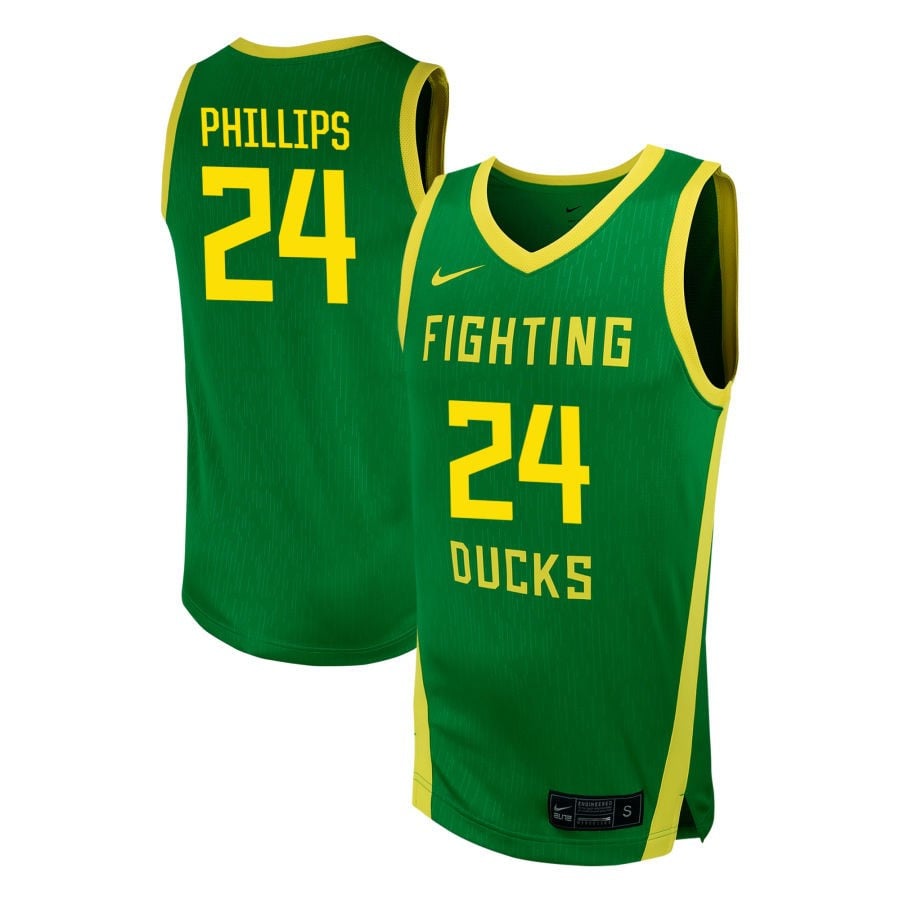 Jamari Phillips 24 Oregon Ducks Nil Men's Basketball Jersey - Green