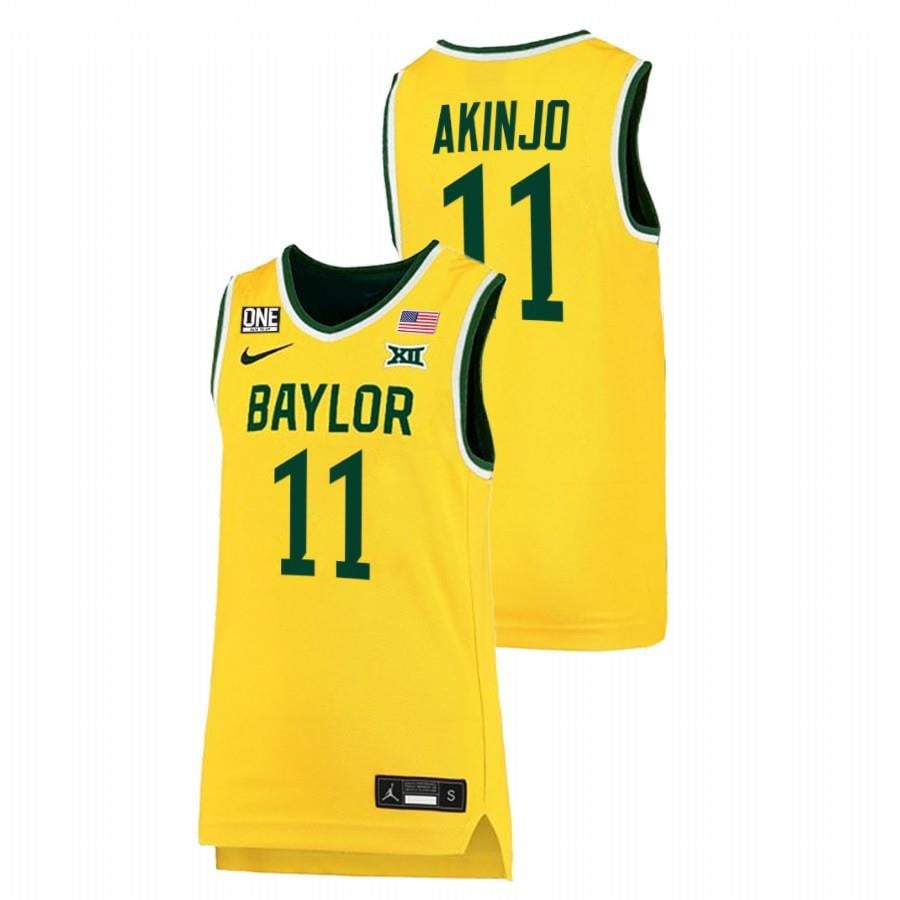 James Akinjo 11 Gold Baylor Bears 2022 Big 12 College Basketball Jersey