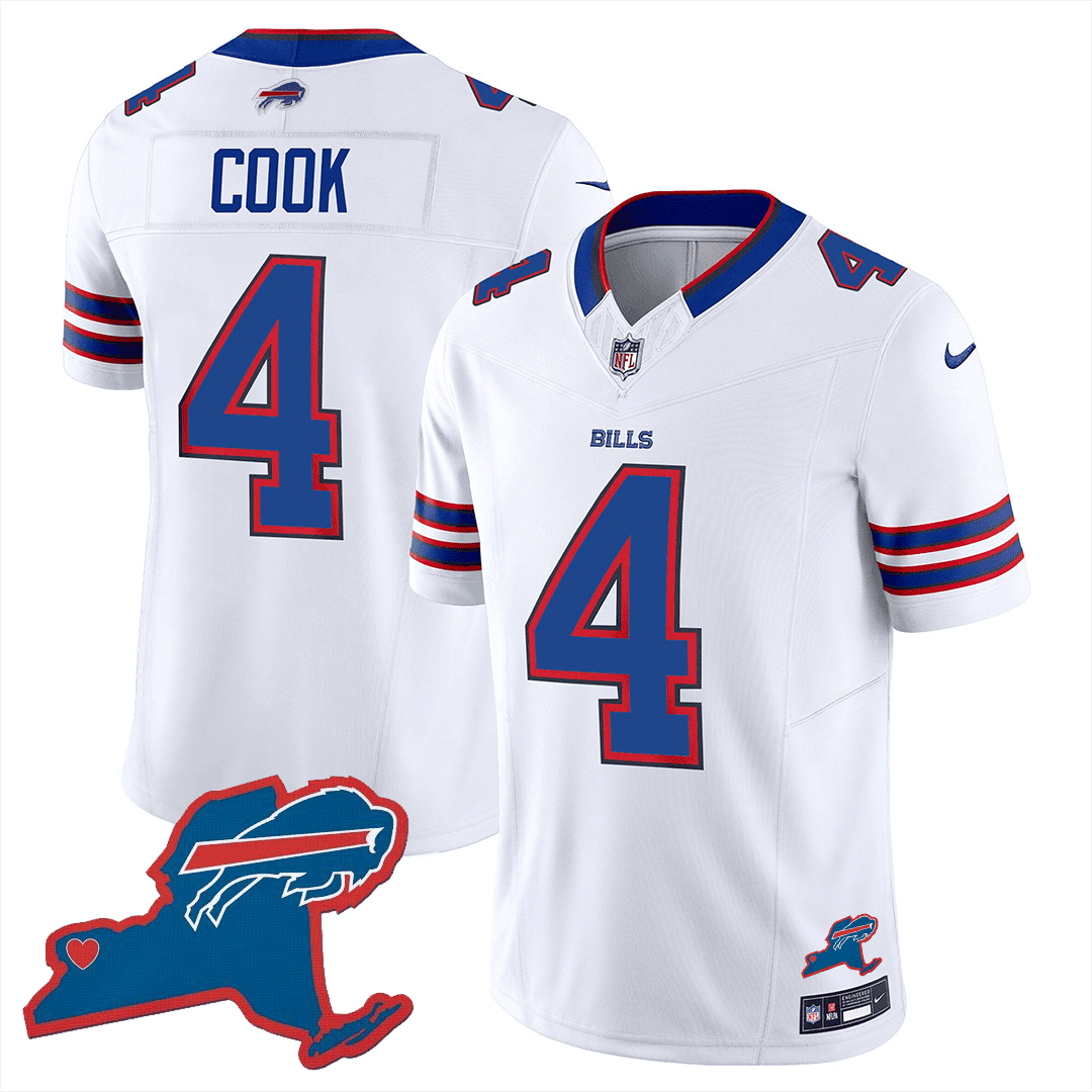 James Cook 4 Buffalo Bills New York Patch Game Men Jersey - White Js6629