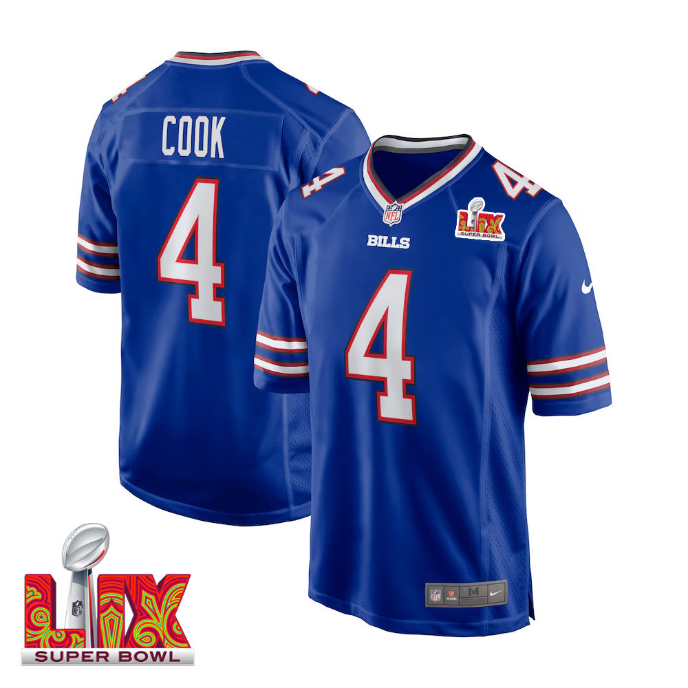 James Cook #4 Buffalo Bills Super Bowl Lix Jersey - Men's - Royal Js8955