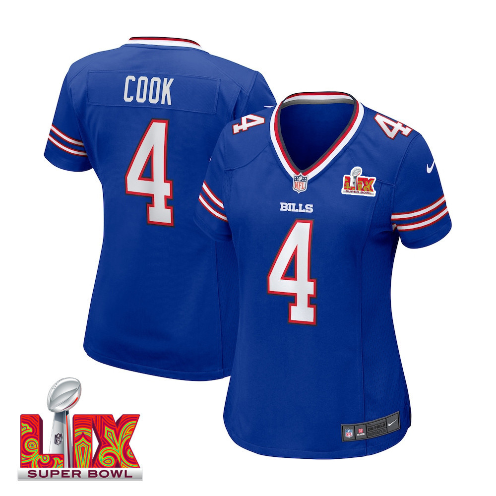 James Cook #4 Buffalo Bills Super Bowl Lix Women's Jersey - Royal Js9659