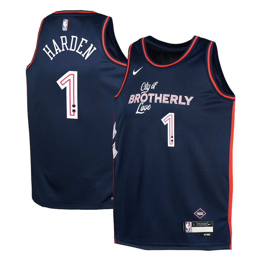 James Harden 1 Philadelphia 76ers 2023/24 City Edition Swingman Youth Jersey - Navy
