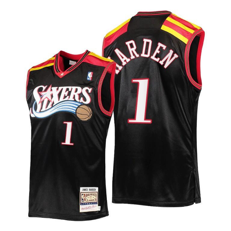 James Harden Philadelphia 76ers 1 Black Hardwood Classics Jersey - Men Jersey