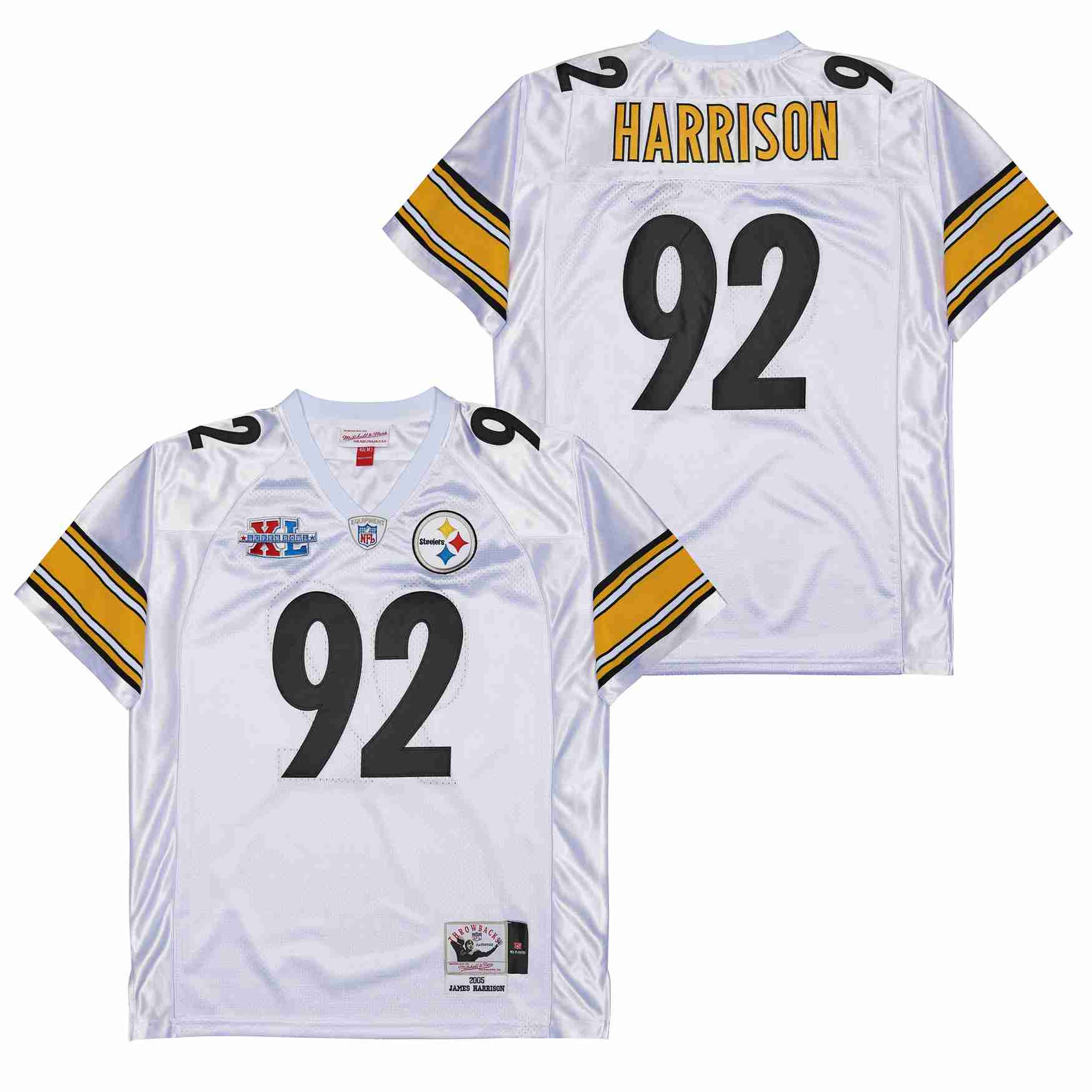 James Harrison 92 Pittsburgh Steelers Super Bowl Xl Retro Throwback Men Jersey - White Js3584