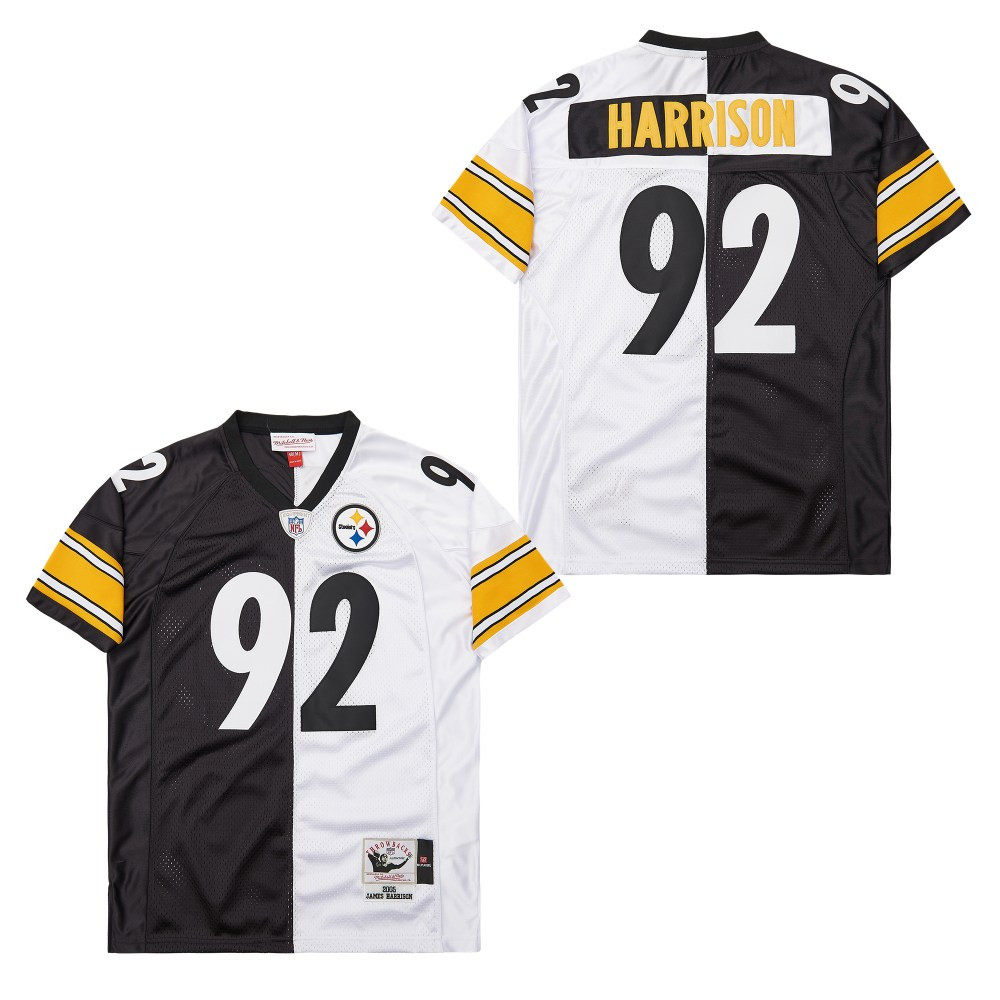 James Harrison 92 Pittsburgh Steelers Two-toned Retro Throwback Men Jersey - Black/white Js3606