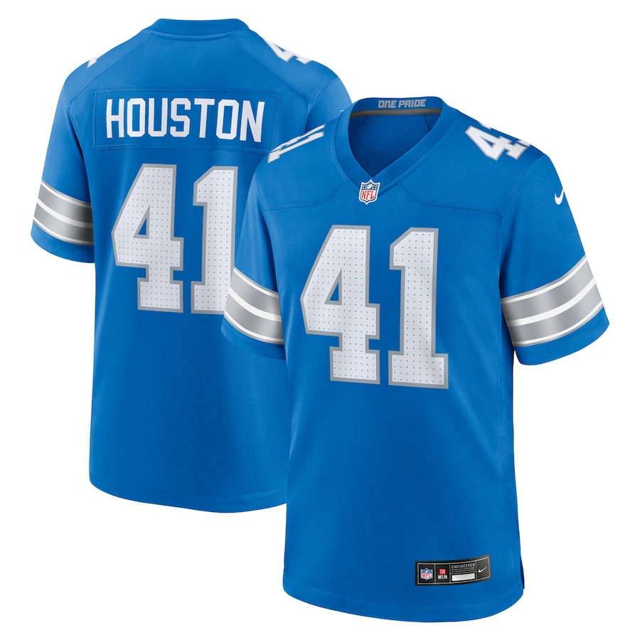 James Houston 41 Detroit Lions Team Game Men Jersey - Blue Js8512