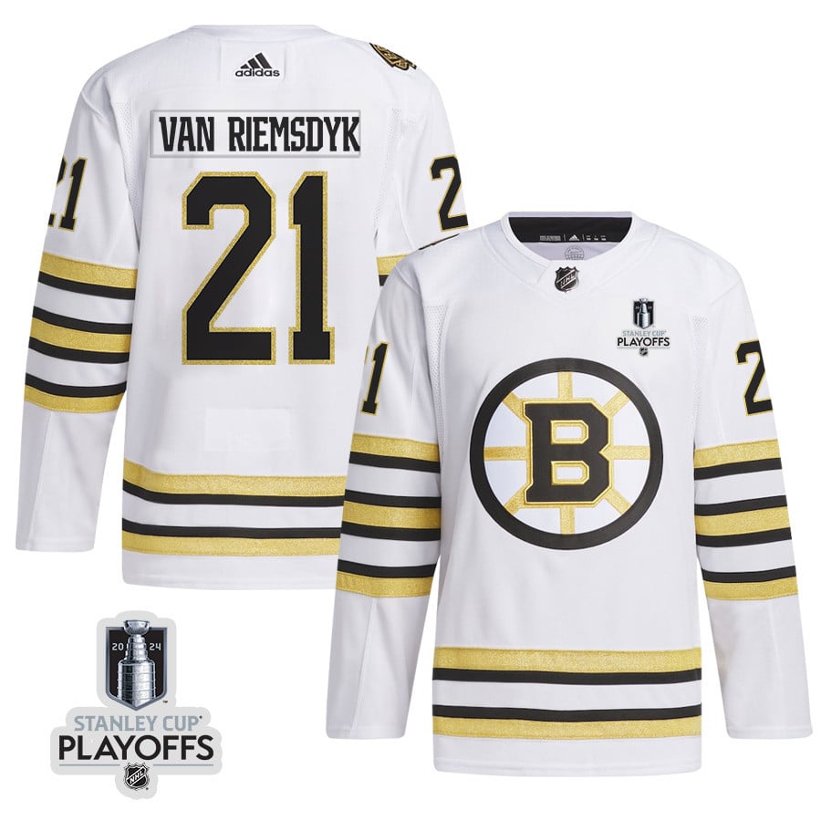 James Van Riemsdyk 21 Boston Bruins 2024 Nhl Playoffs Patch Away Jersey - Men, White