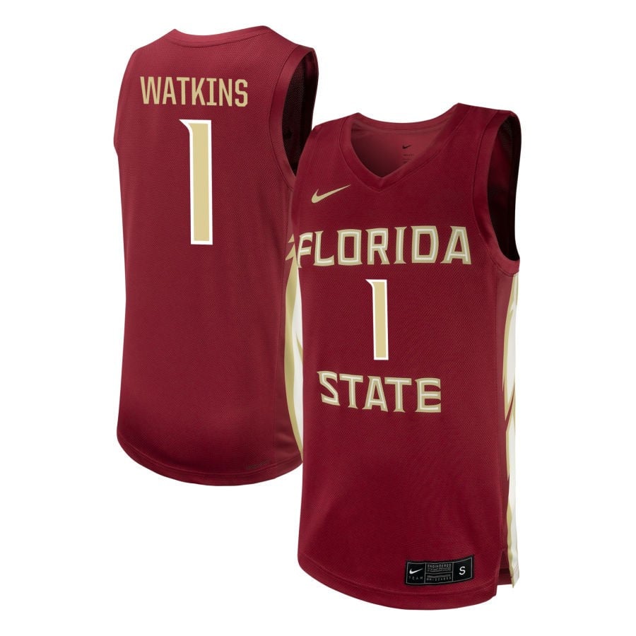 Jamir Watkins 1 Florida State Seminoles Nil Men's Basketball Jersey - Garnet