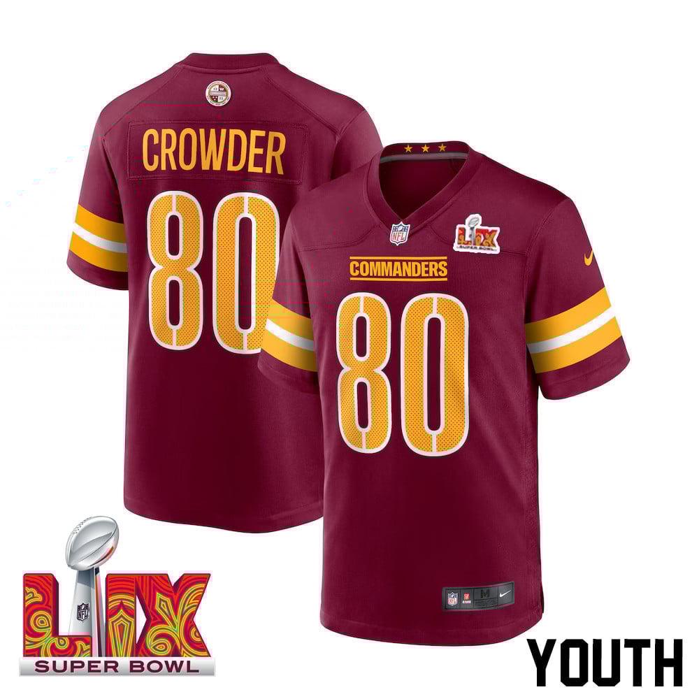 Jamison Crowder #80 Washington Commanders Super Bowl Lix Youth Jersey - Burgundy Js1992