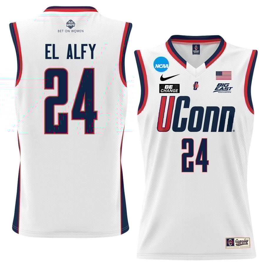 Jana El Alfy 24 Uconn Huskies 2024 Women's Basketball Jersey - White, Unisex Jersey