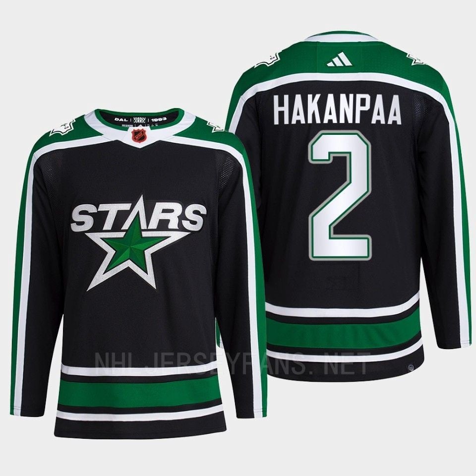 Jani Hakanpaa 2 Reverse Retro 2.0 Dallas Stars 2022 Black Jersey Pro Primegreen