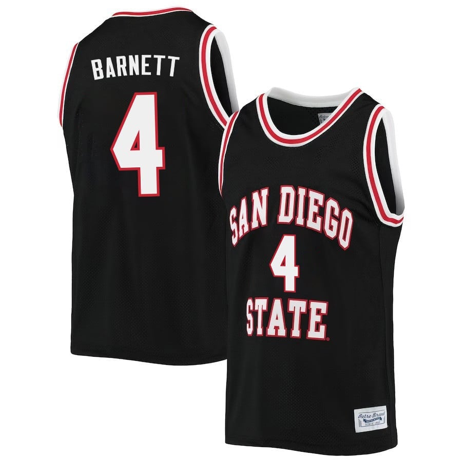 Jared Barnett 4 San Diego State Aztecs 2023 Basketball Jersey- Men Black