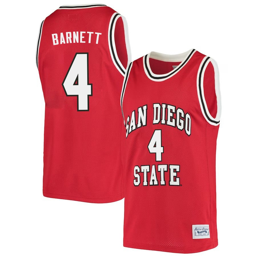 Jared Barnett 4 San Diego State Aztecs 2023 Basketball Jersey- Men Red