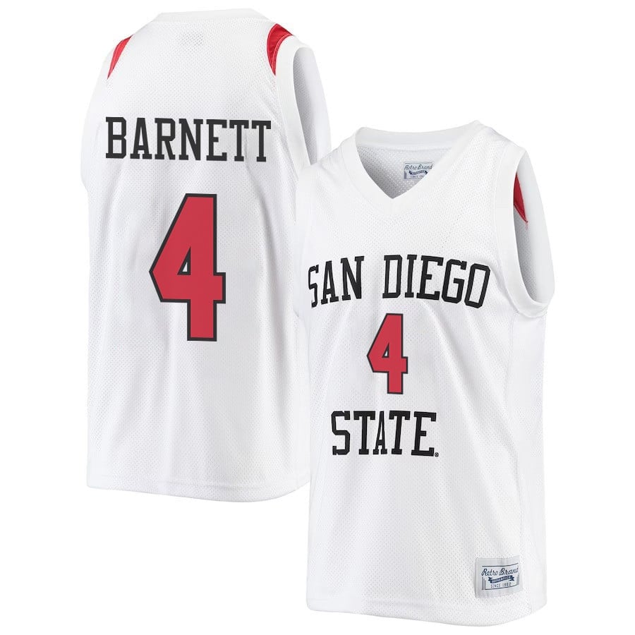 Jared Barnett 4 San Diego State Aztecs 2023 Basketball Jersey- Men White