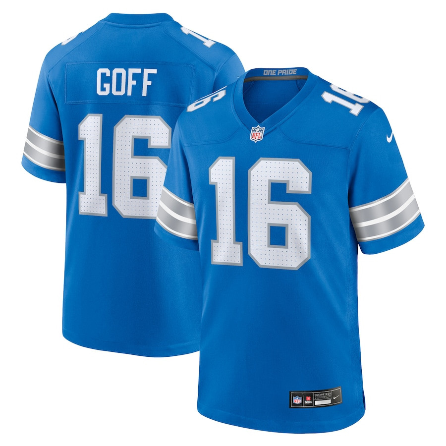 Jared Goff 16 Detroit Lions Game Jersey - Blue, Men Js9243