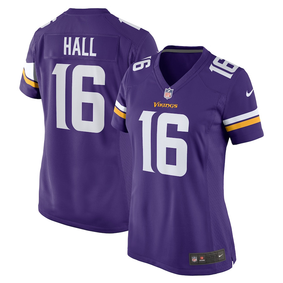 Jaren Hall 16 Minnesota Vikings Game Women Jersey - Purple Js5428
