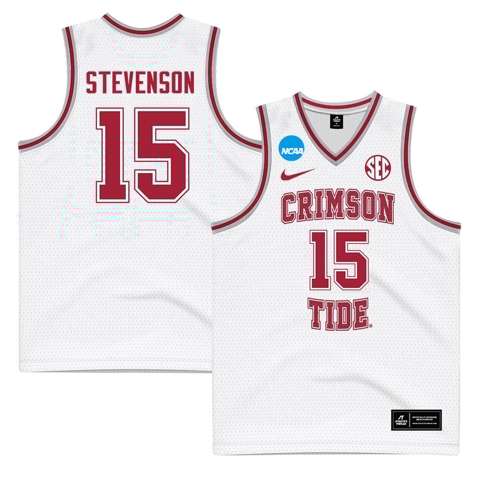 Jarin Stevenson 15 Alabama Crimson Tide 2024 Men's Basketball Jersey - White, Unisex Jersey
