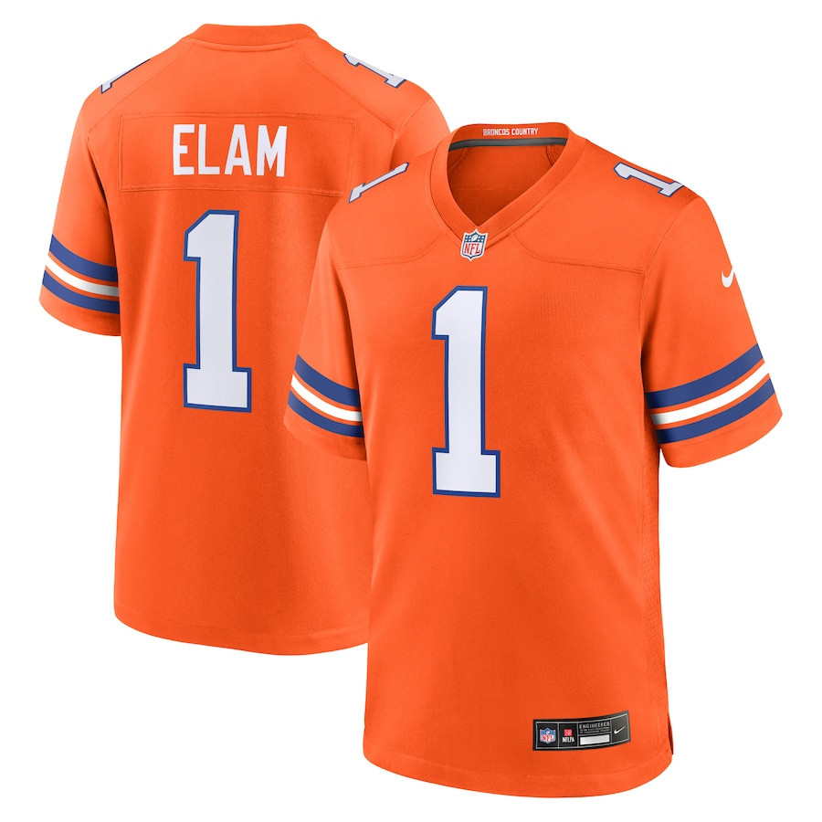 Jason Elam 1 Denver Broncos Mile High Collection 1977 Throwback Retired Player Game Men Jersey - Orange Js3075