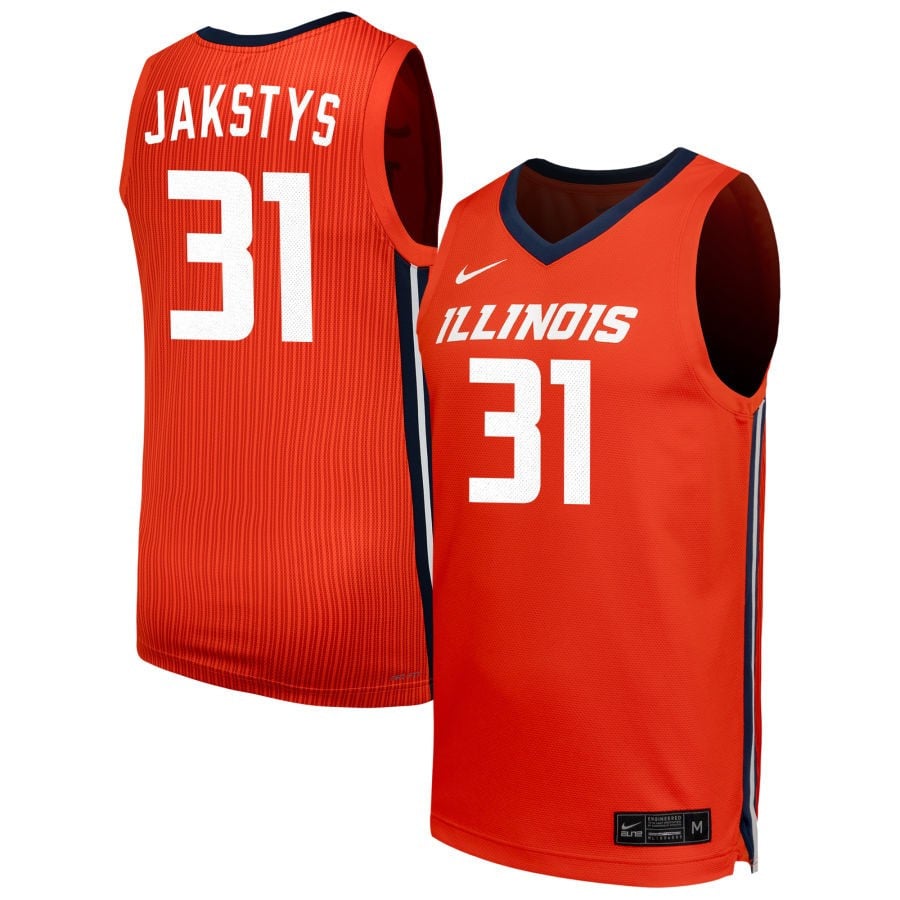 Jason Jakstys 31 Illinois Fighting Illini Unisex Nil Men's Basketball Jersey - Orange