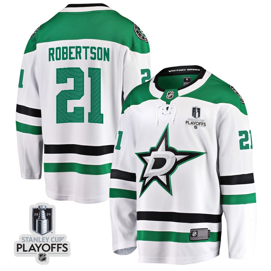 Jason Robertson 21 Dallas Stars 2024 Nhl Playoffs Patch Away Breakaway Jersey - Men