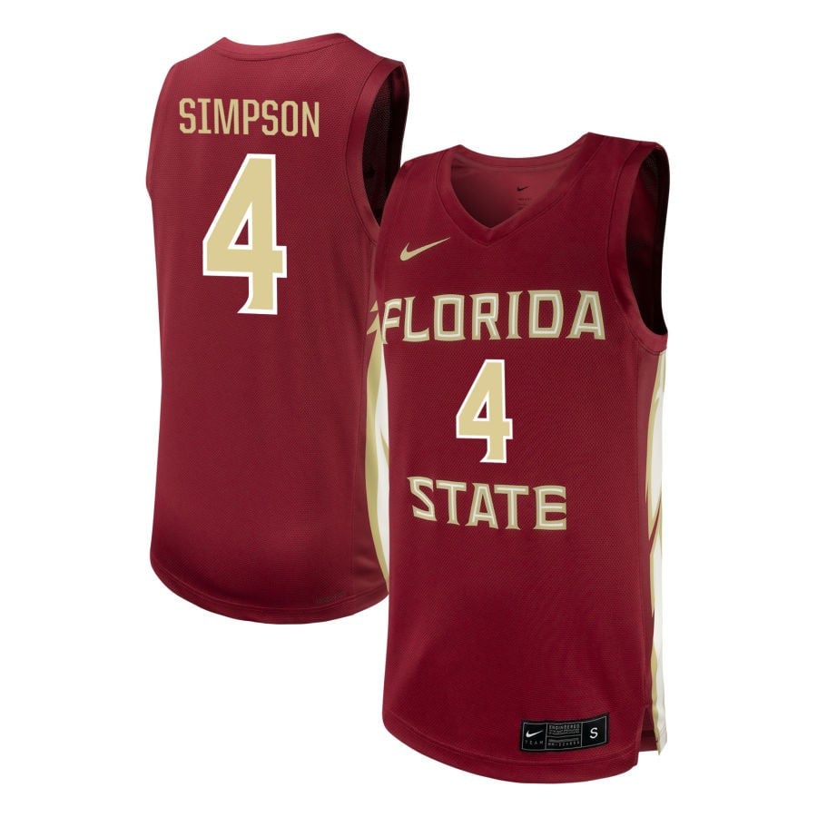 Jason Simpson 4 Florida State Seminoles Nil Men's Basketball Jersey - Garnet