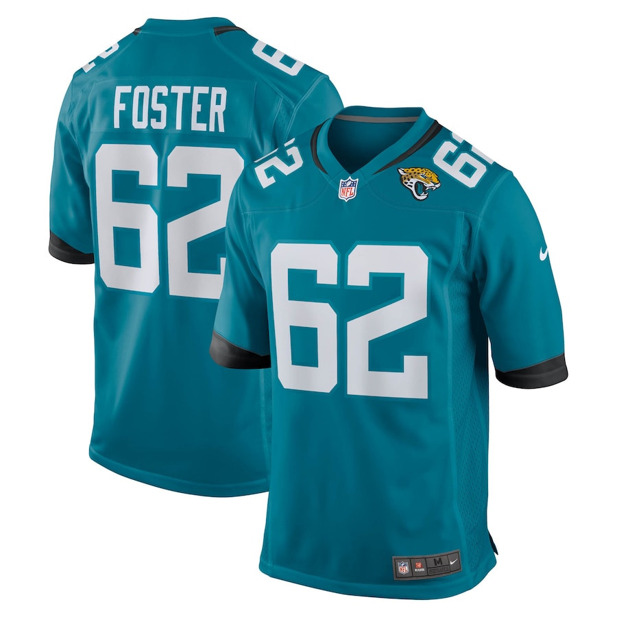 Javon Foster 62 Jacksonville Jaguars Team Game Men Jersey - Teal Js5473