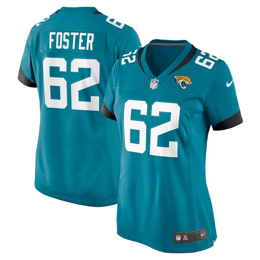 Javon Foster 62 Jacksonville Jaguars Women's Game Jersey - Teal Js4865
